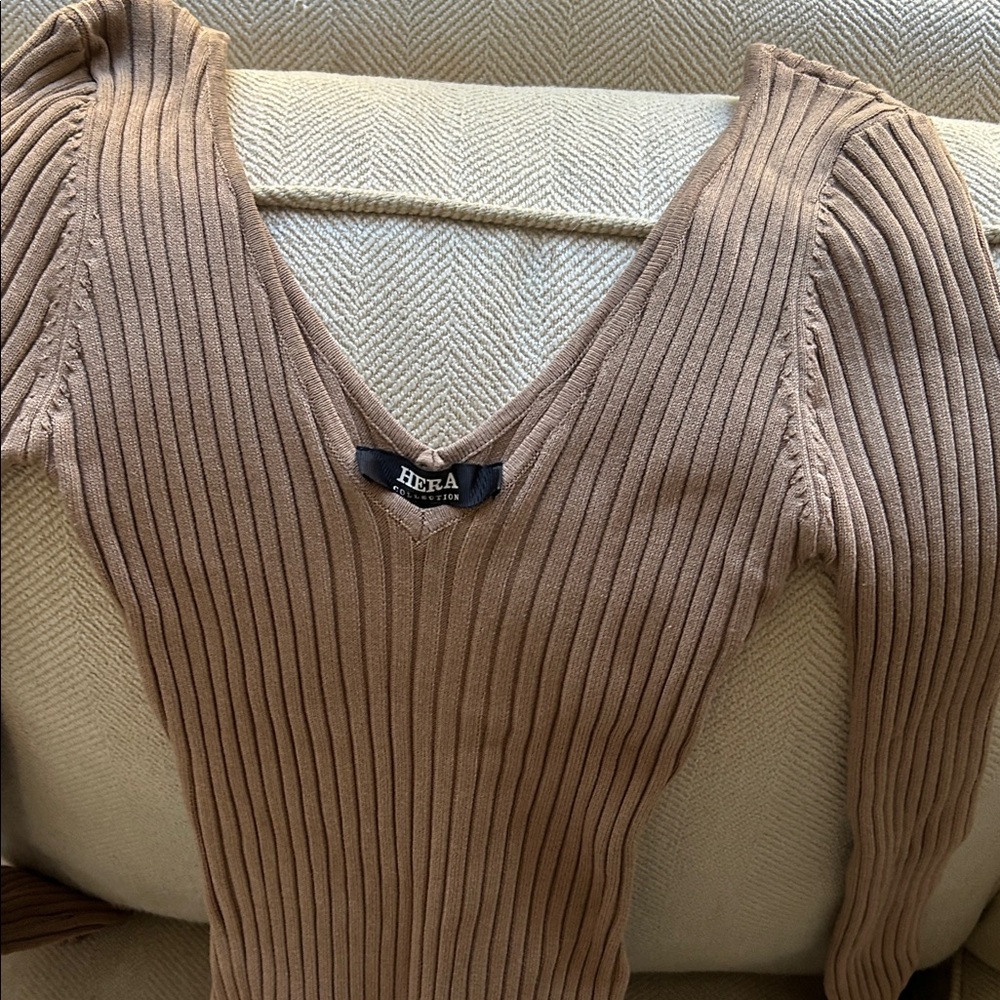 Hera Women's Tan Ribbed dress